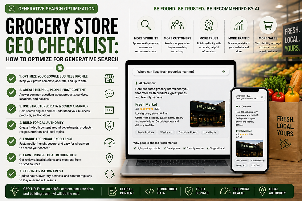 Grocery store GEO checklist for optimizing visibility in generative search and AI answers