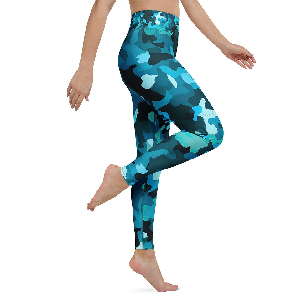 Thumbnail: Cyan Blue Camouflage Yoga Leggings