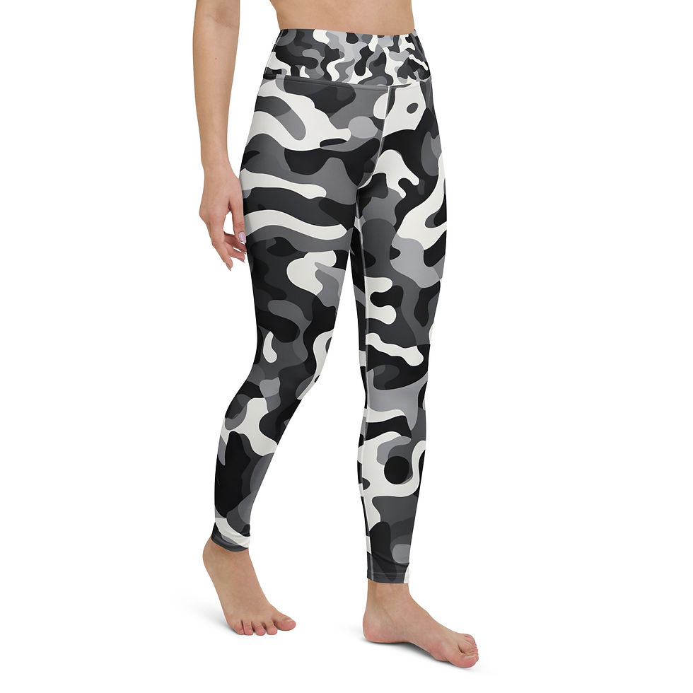 Thumbnail: Black and White Camouflage Yoga Leggings