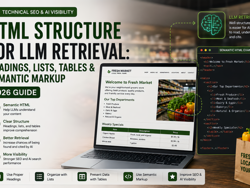HTML structure for LLM retrieval using headings, lists, tables, and semantic markup