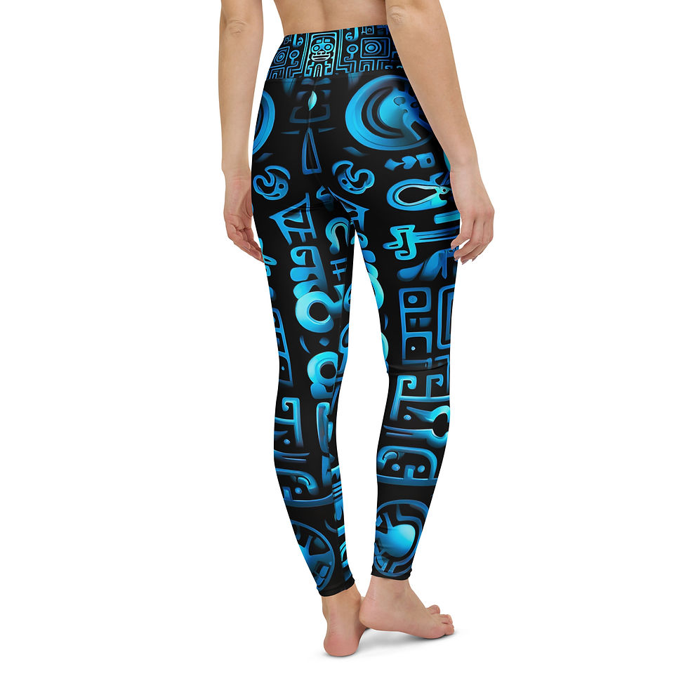 Thumbnail: Blue Aztec Hieroglyphic Yoga Leggings