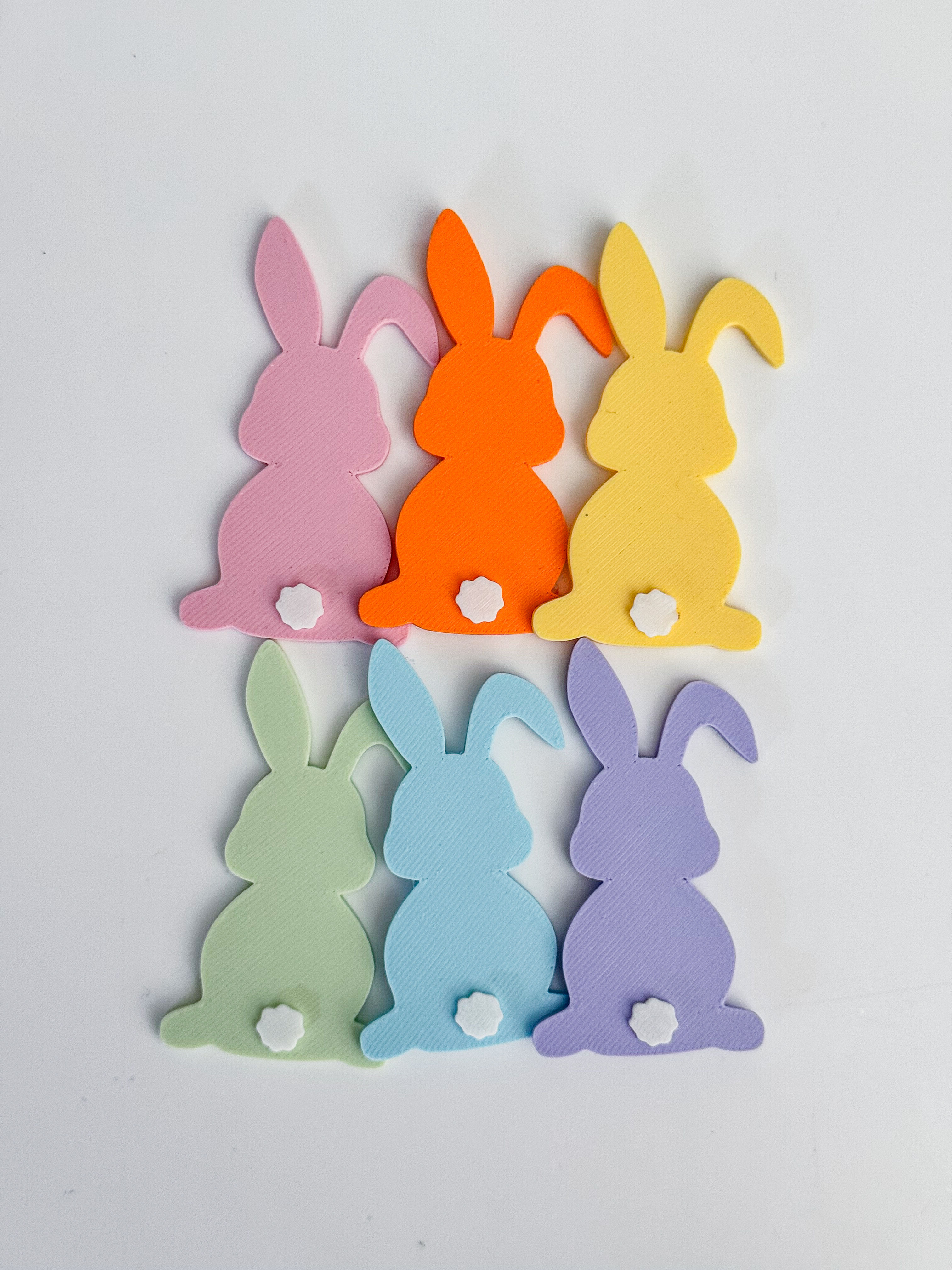 Pastel Rainbow Bunny Counters - Set of 6 | Loose Parts | 3D Printed
