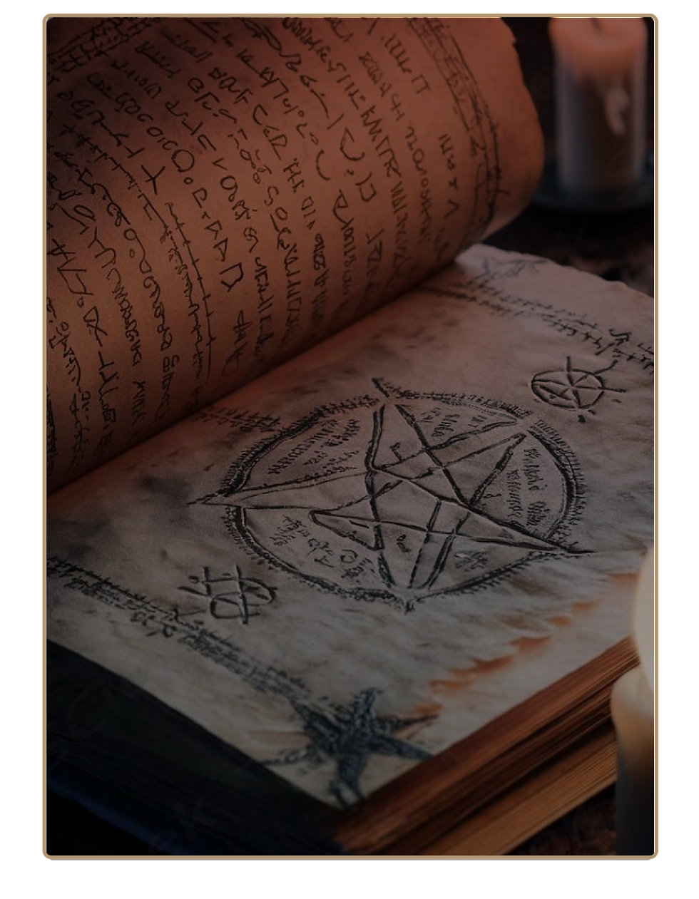 Grimorio abierto con un pentagrama