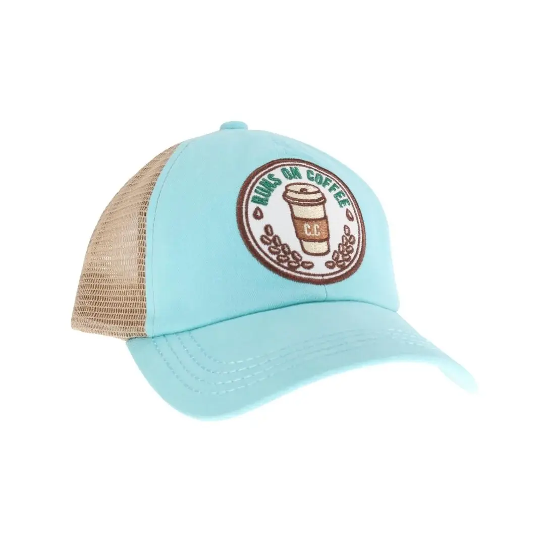 Runs on Coffee Patch C.C High Pony Ball Cap 
