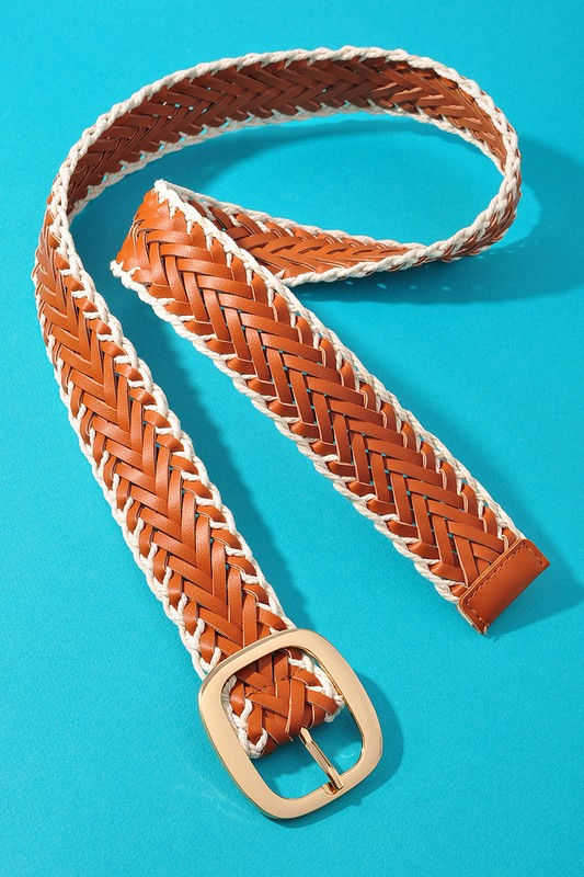 Thumbnail: CROCHET TRIMMED VEGAN LEATHER BELT
