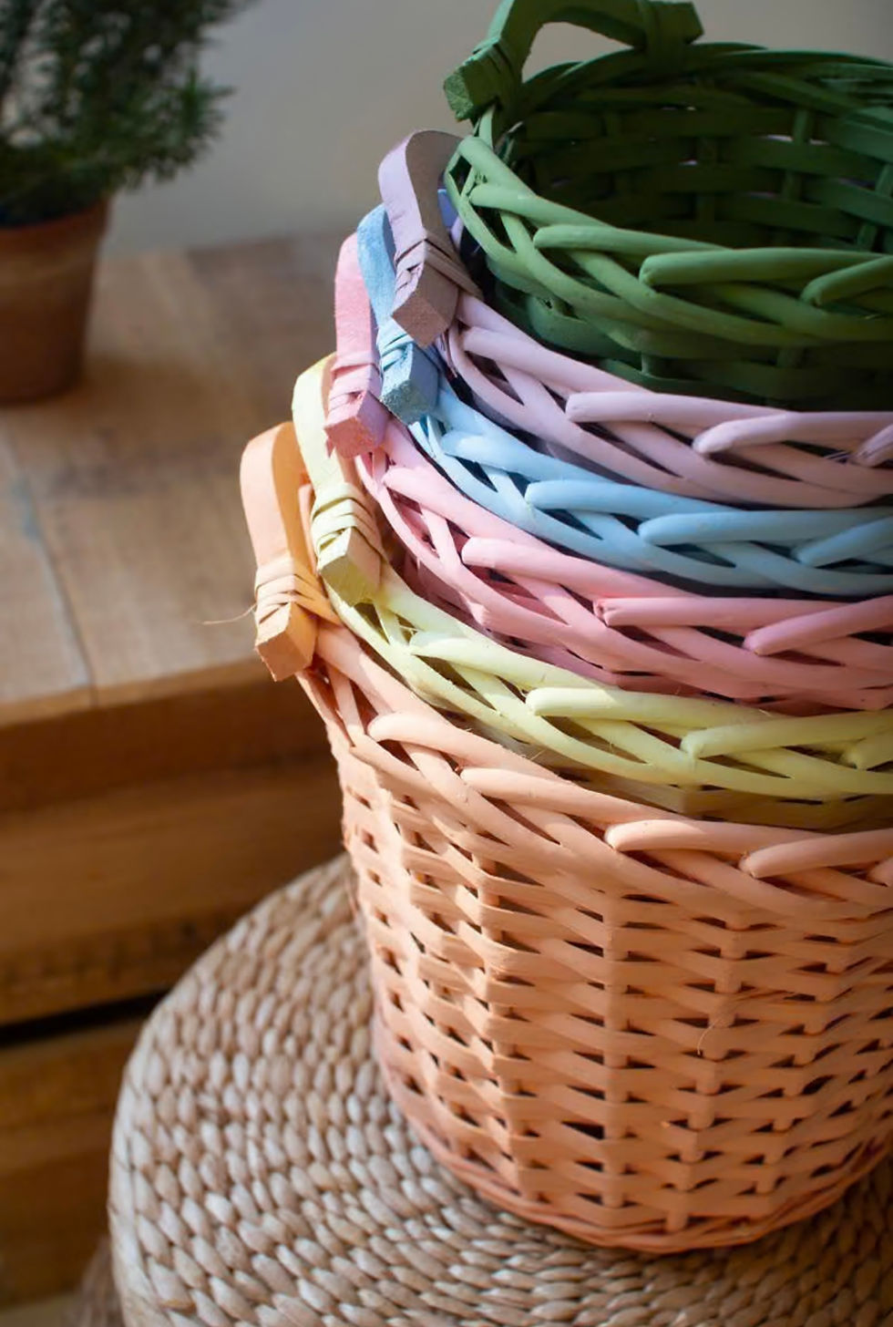 Thumbnail: Green XSmall Pastel Willow Basket 
