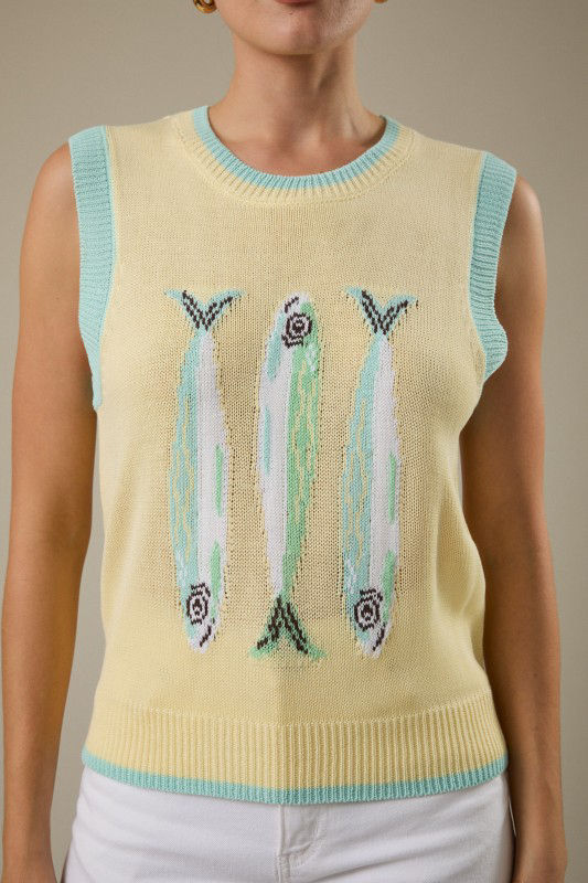 Thumbnail: Fish Graphic knit Vest 