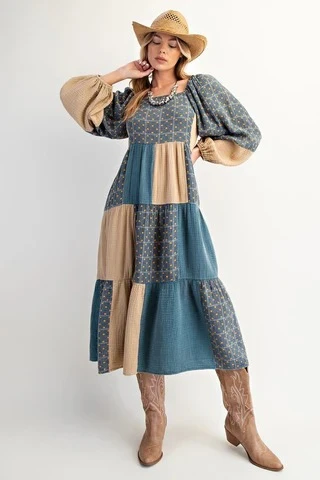 designer patchwork dress M-L-XL Patchwork Dress Upcycled Handmade Sustainable Cotton Designer Linen Midi Dress Festival Party Dress Unique Eco Tunic top Shirt Dress