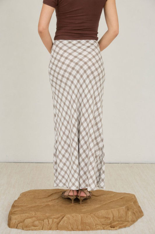 Thumbnail: Oak & Ivory Plaid High Waist Midi Skirt