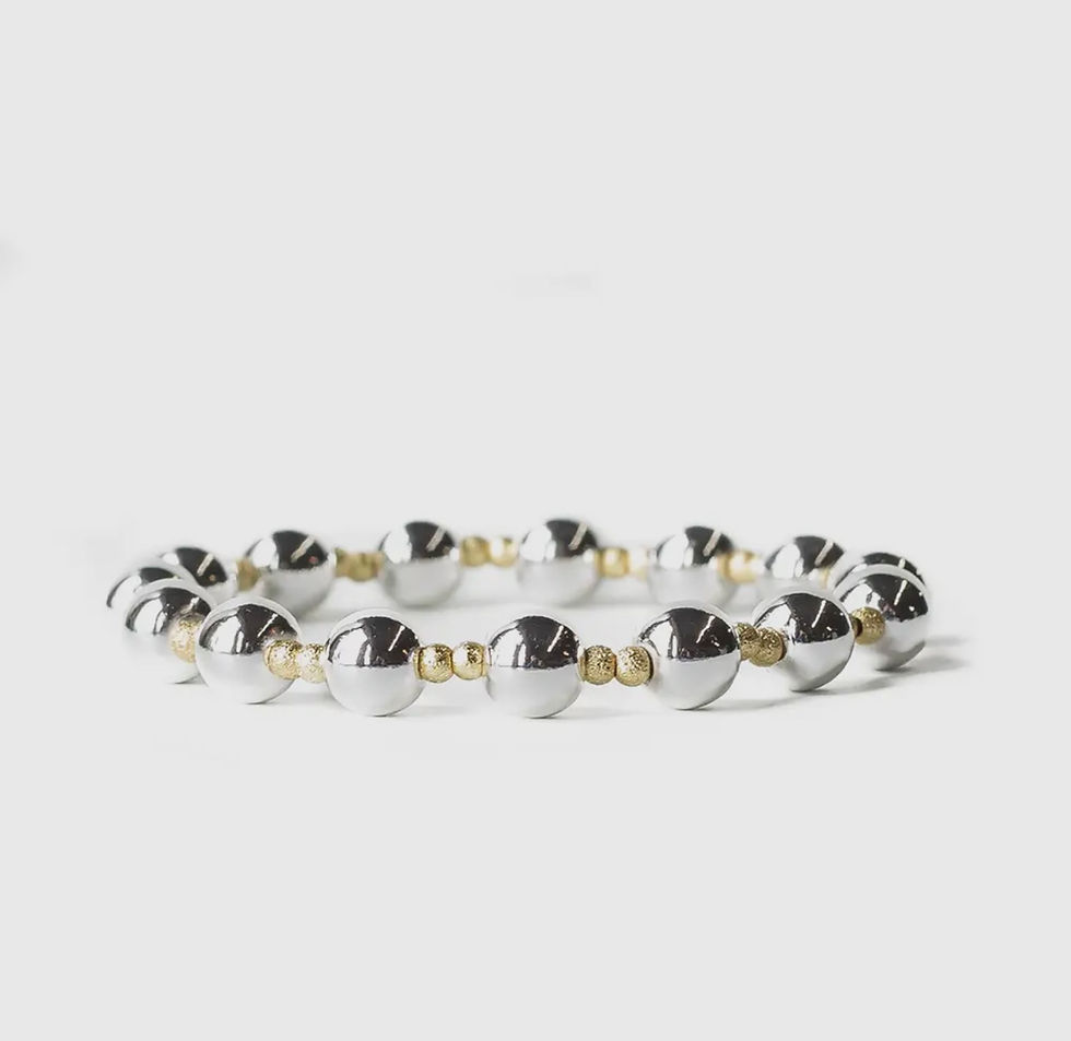 Thumbnail: Duo Silver Plated Mixed Metal Bead Bracelet 