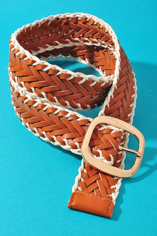Thumbnail: CROCHET TRIMMED VEGAN LEATHER BELT