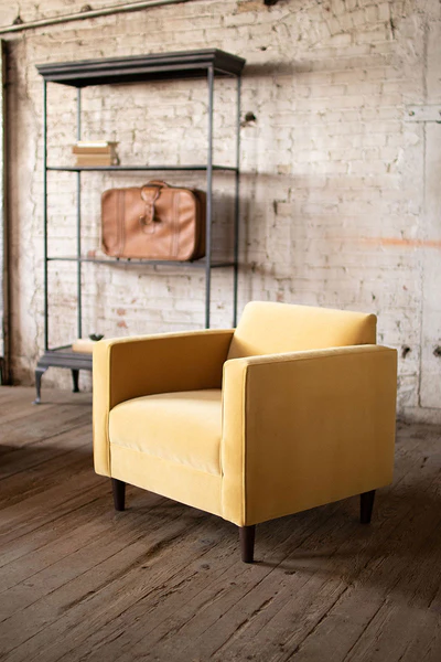 Club Chair Velvet Honey Yellow Benton House Designs