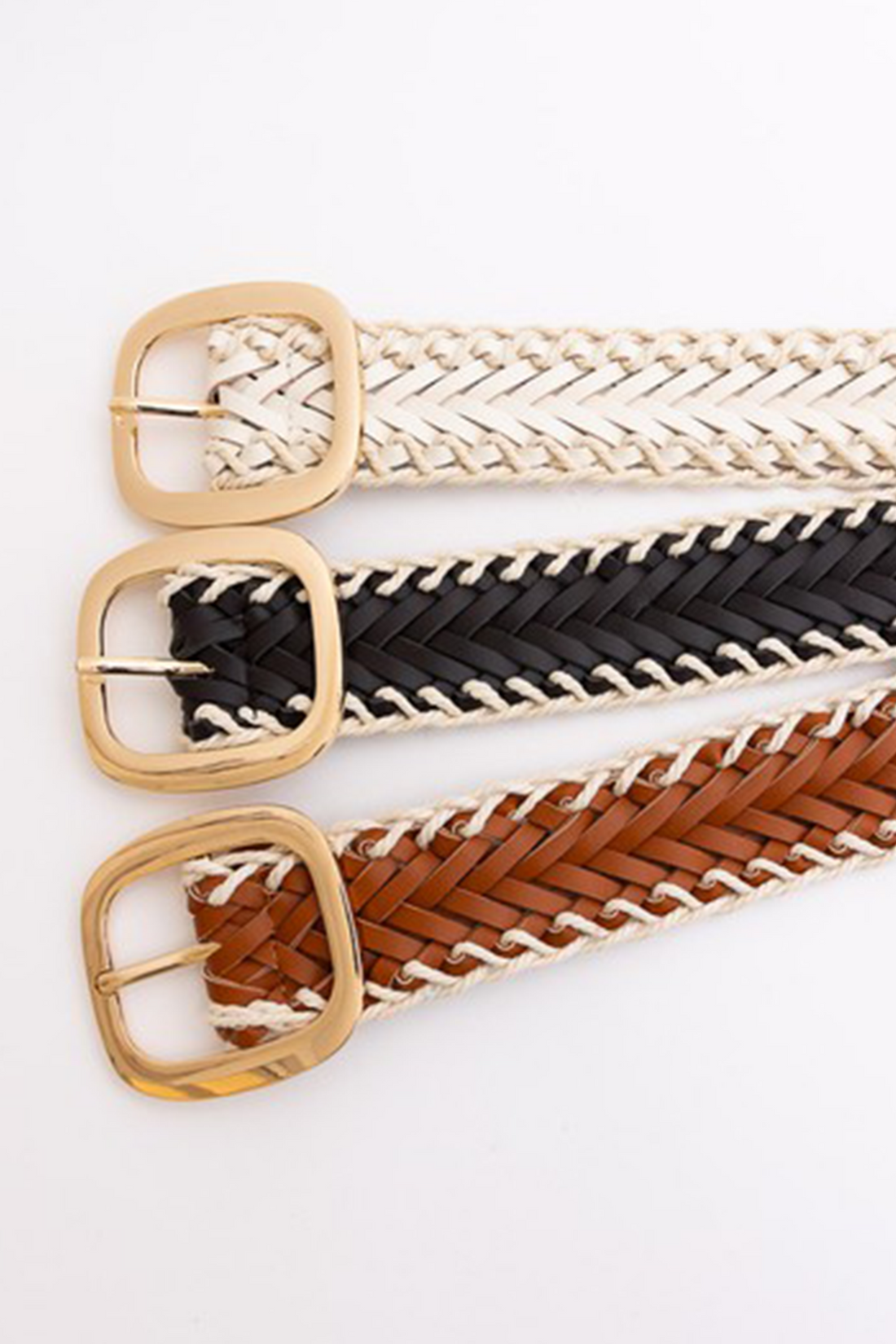 CROCHET TRIMMED VEGAN LEATHER BELT