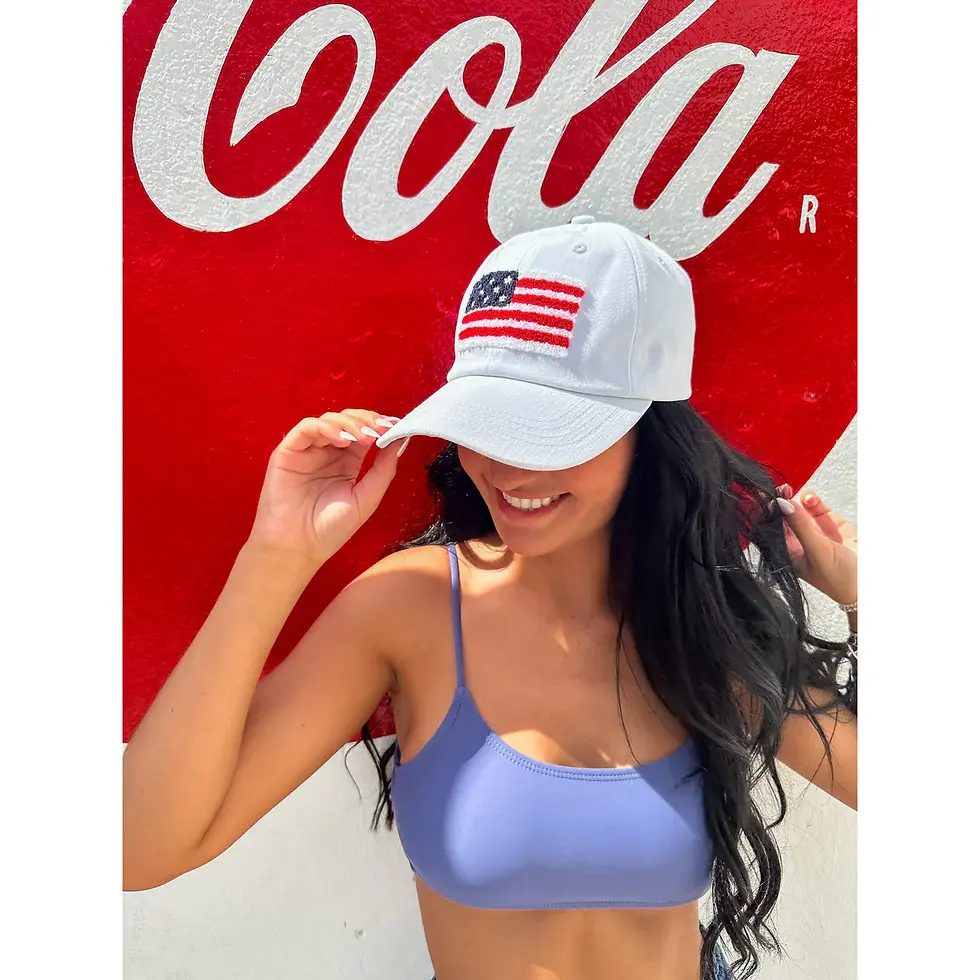 Thumbnail: Beige Unisex Chenille USA C.C Ball Cap 