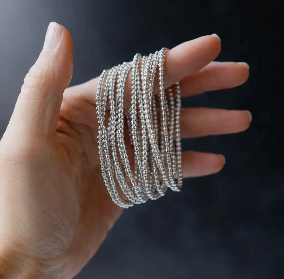 Thumbnail: 3mm Silver Smooth Beaded Bracelet 