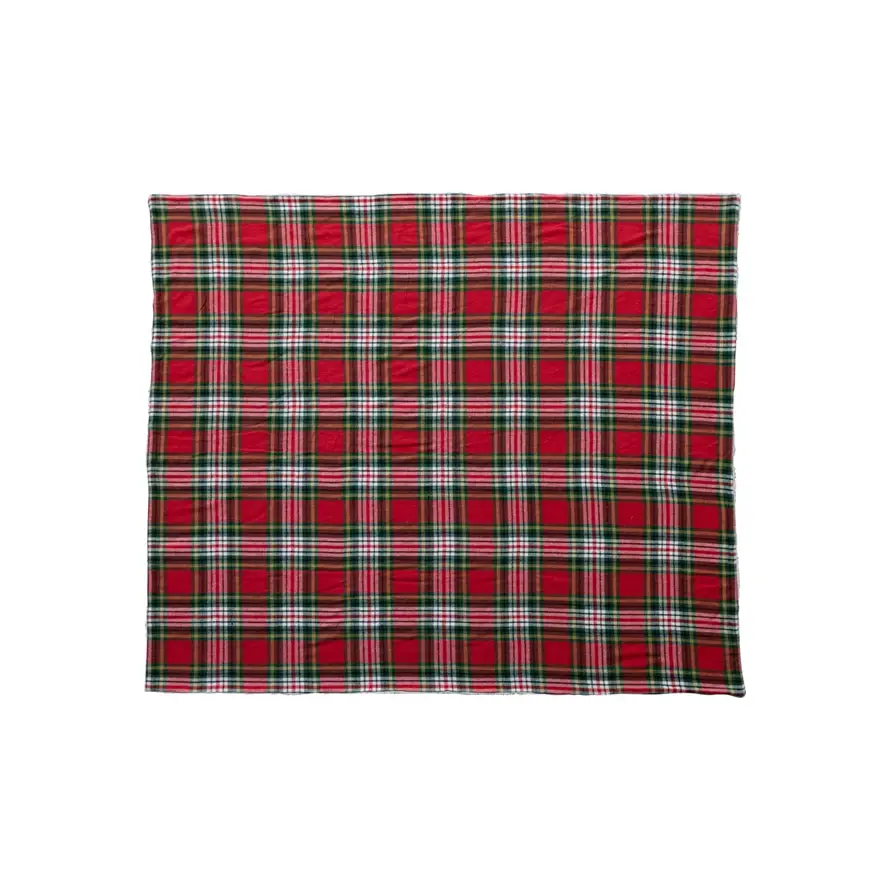 Brushed Cotton Flannel Throw w/ Sherpa Back