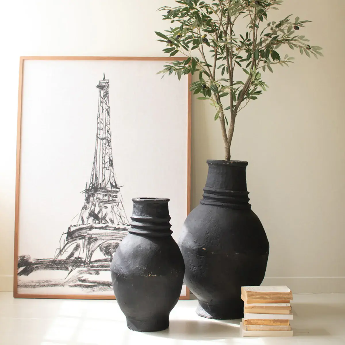 Paper Mache Large Oval Urn 