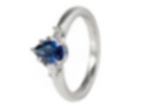Colored Stone Ring - 18 KT White Gold