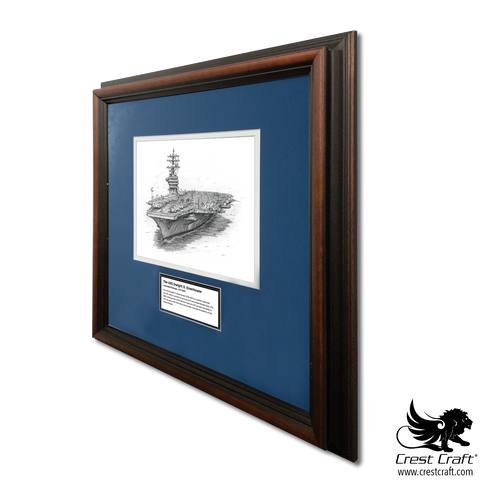  Navy 手描きアート作品 フレーム付き USS Dwight D. Eisenhower Framed Artwork (16