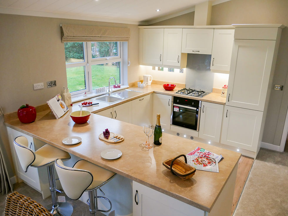 Wessex Classic Bespoke Luxury Lodge Kitchen and Breakfast Bar Overview