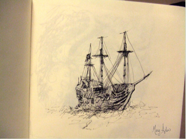 Ship Pen & Ink from Imagination