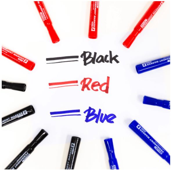 Thumbnail: Black Chisel Tip Desk Style Permanent Markers (3/Pack)