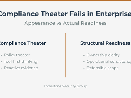 Side-by-side comparison showing compliance theater versus structural readiness in enterprise sales environments.