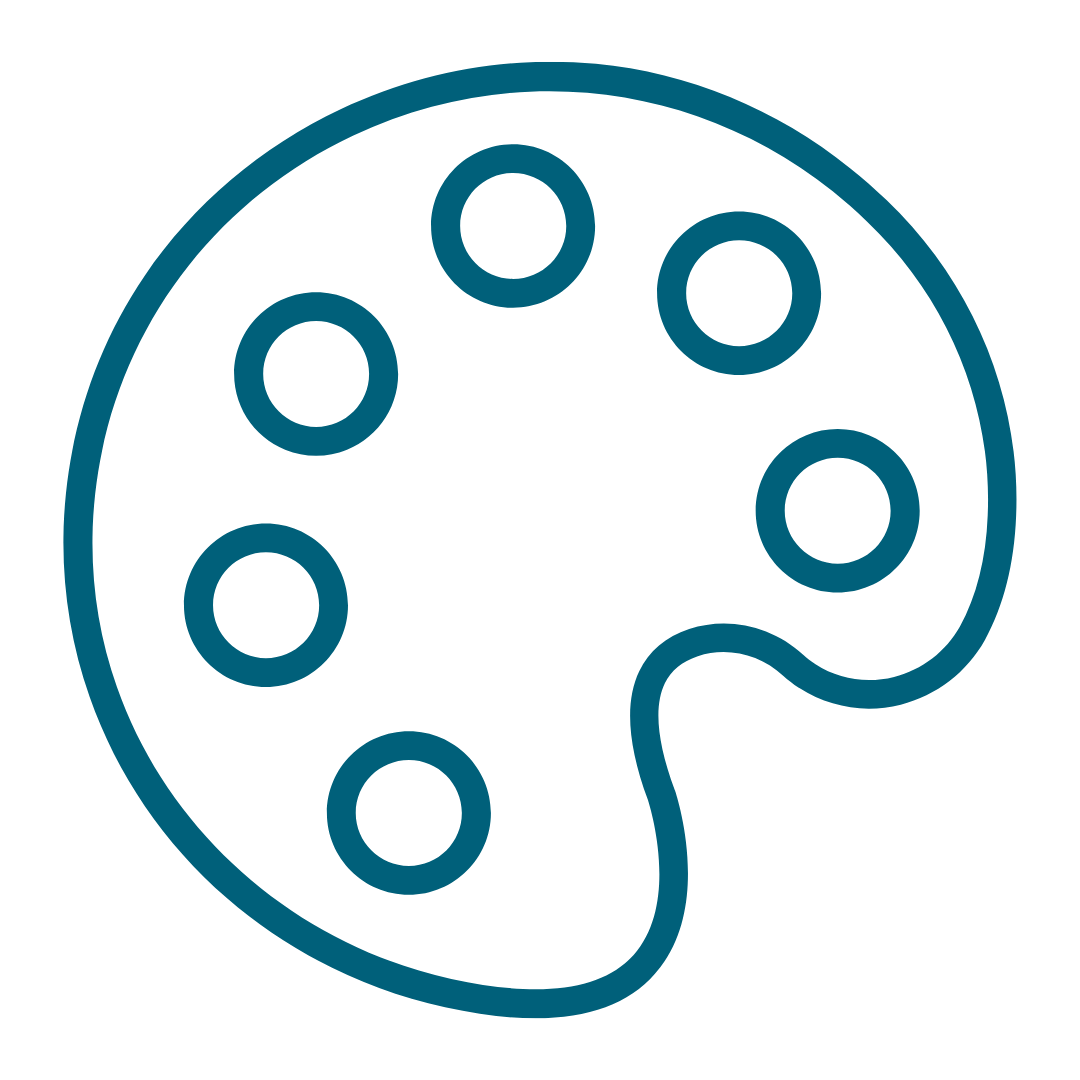 Painter Palette Outline Icon in Teal