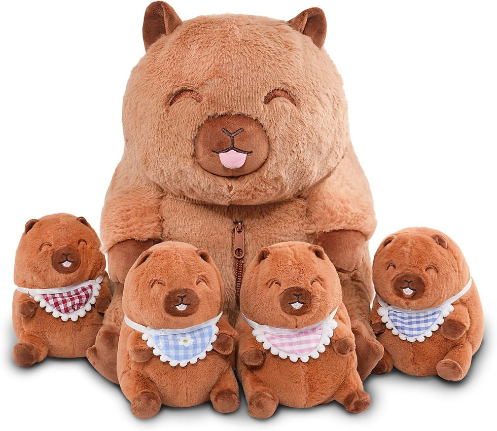 Thumbnail: Adorable plush mom and baby capybaras