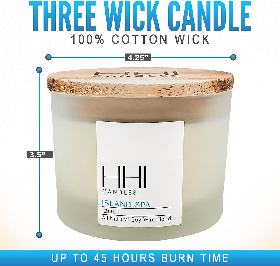 Thumbnail: Three-wick candle, 100% cotton wick, HHI Candles Island Spa, up to 45 hours burn time