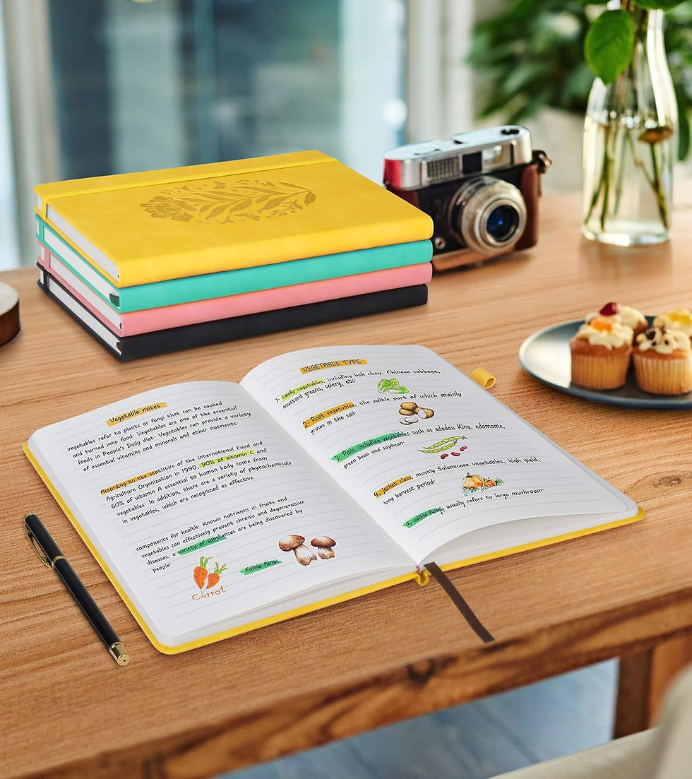 Miniatura: Yellow lined journal notebook open on a desk