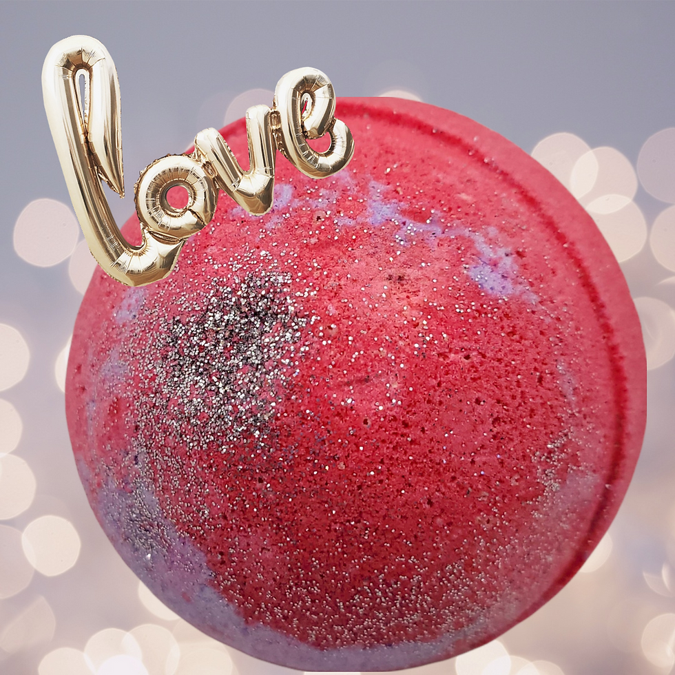 Thumbnail: Red bath bomb with glitter, 'Love'