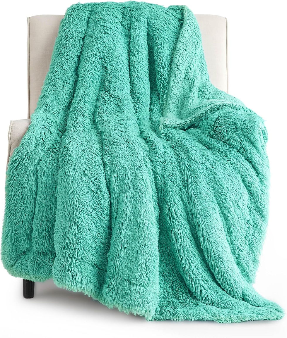 Miniatura: Soft teal chunky knit throw blanket