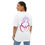 Miniatura: Woman in white oversized tee, back view, featuring a lotus and human figure design