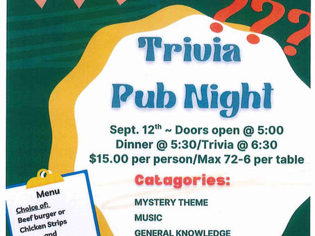 Trivia + Dinner Fri Sep 12