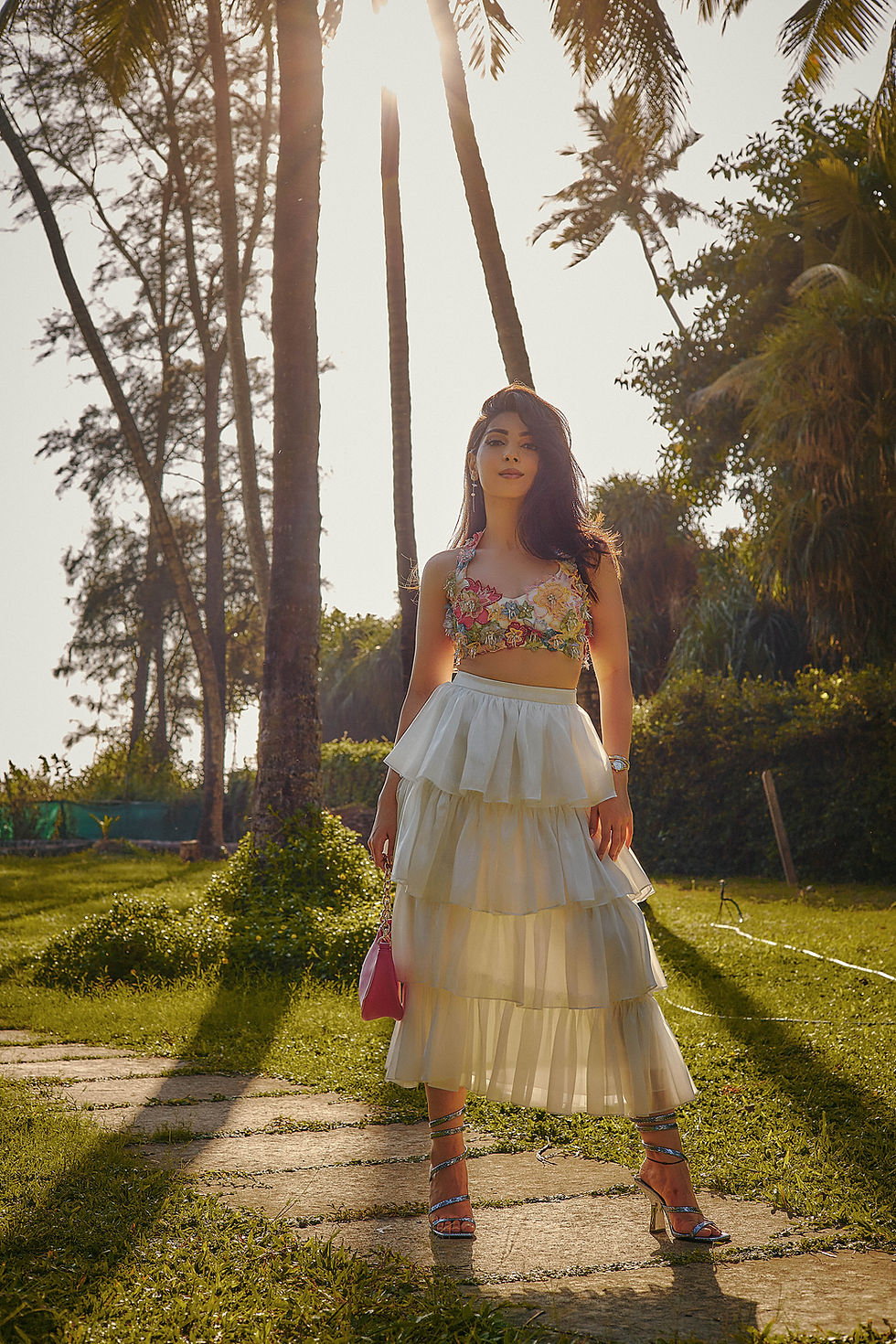 White Top with Frill Skirt
