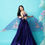 Thumbnail: Dark Purple Shiny Organza Lehenga with Blouse & Scalloped Dupatta