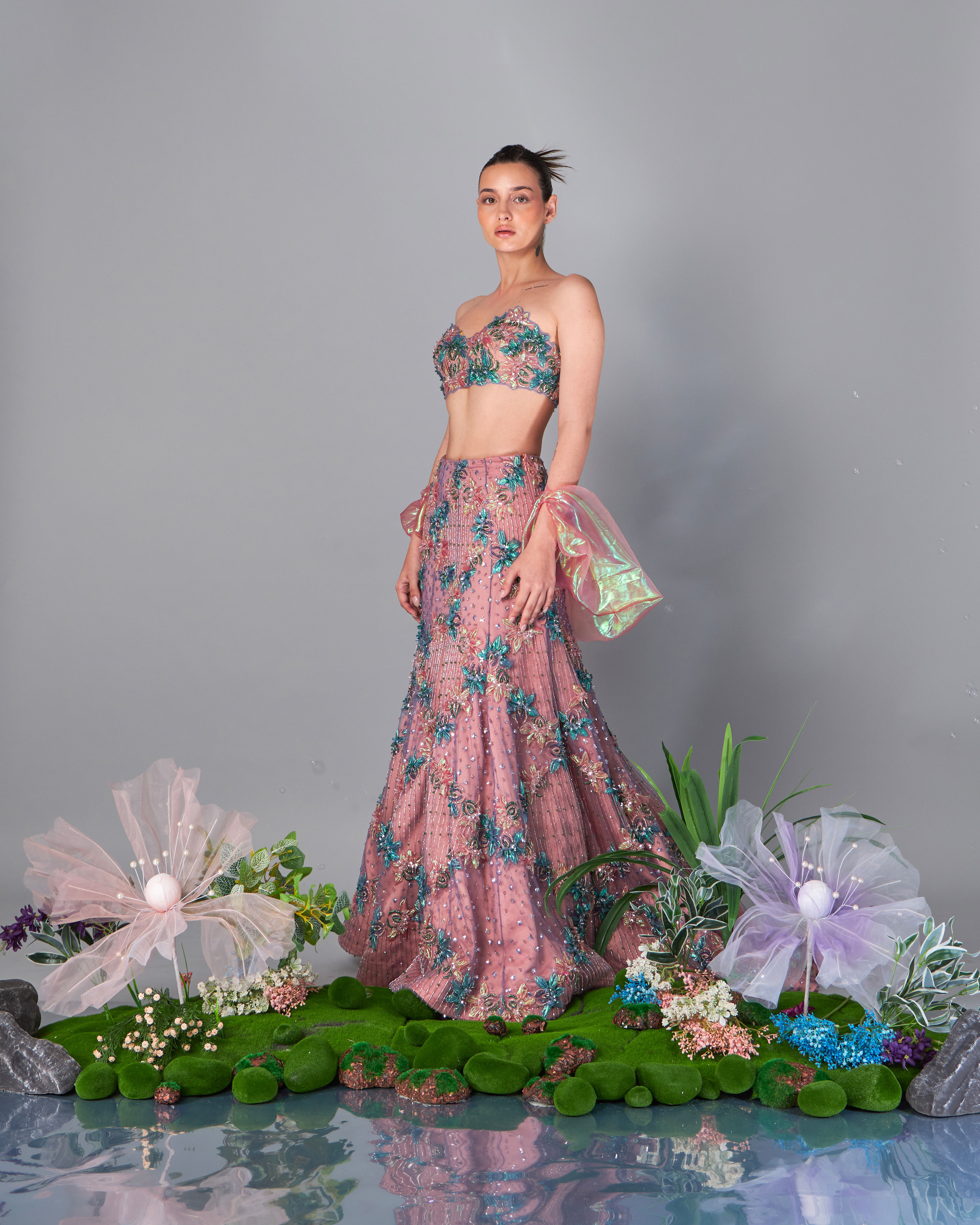 Mermaid Shaped Lehenga with Tube Top