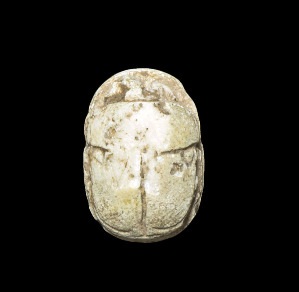 Upper view of Ancient Egyptian steatite scarab dedicated to Amenhotep III
