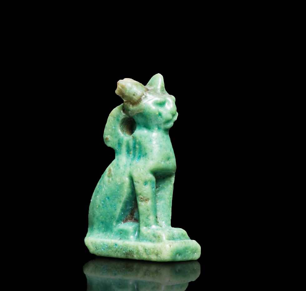 Ancient Egyptian faience amulet of a cat