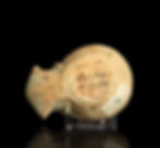 Base with old label on Published Roman gladiator oil lamp