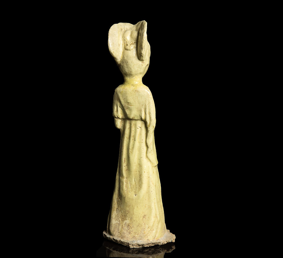 Thumbnail: Back view of Ancient Chinese Sui pottery figure of court lady circa 600 AD