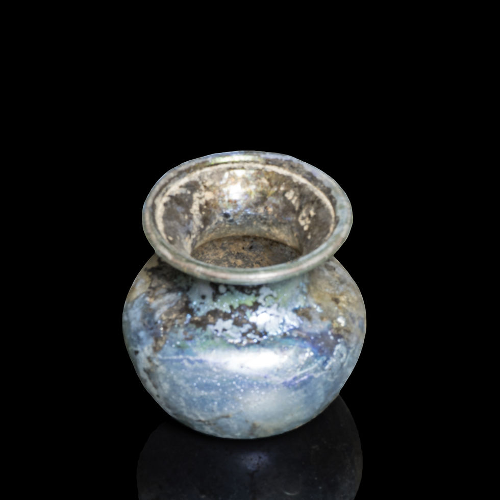 Thumbnail: Upper view of Ancient Roman glass globular unguents jar