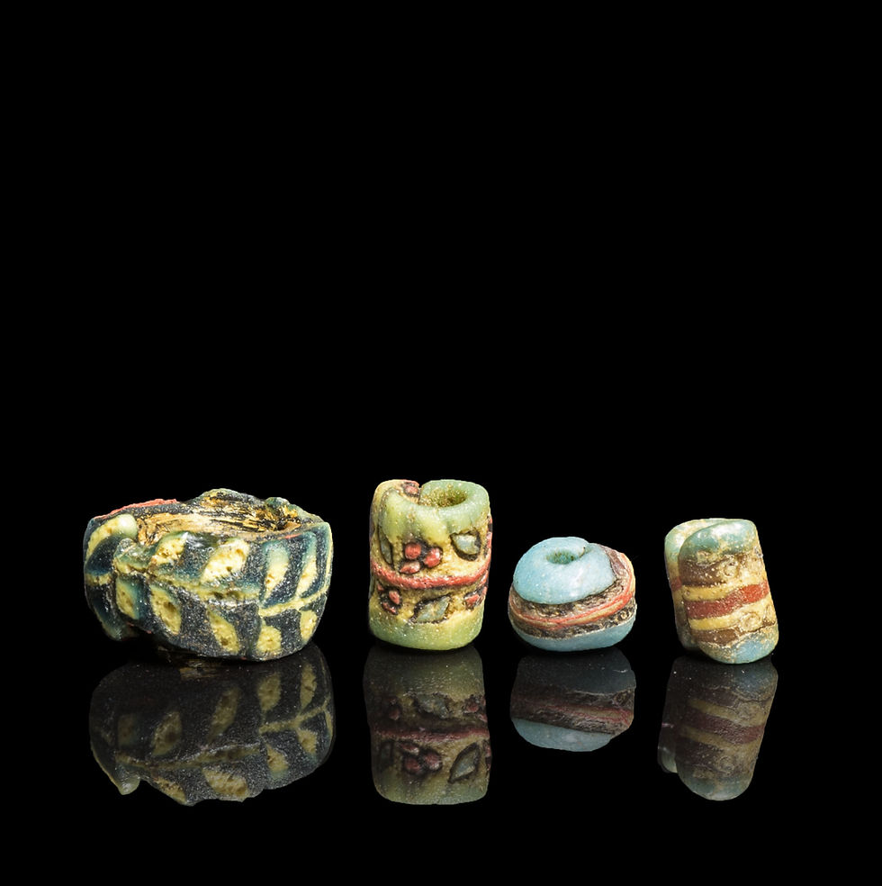 Group of four Ancient Romano-Egyptian mosaic glass beads