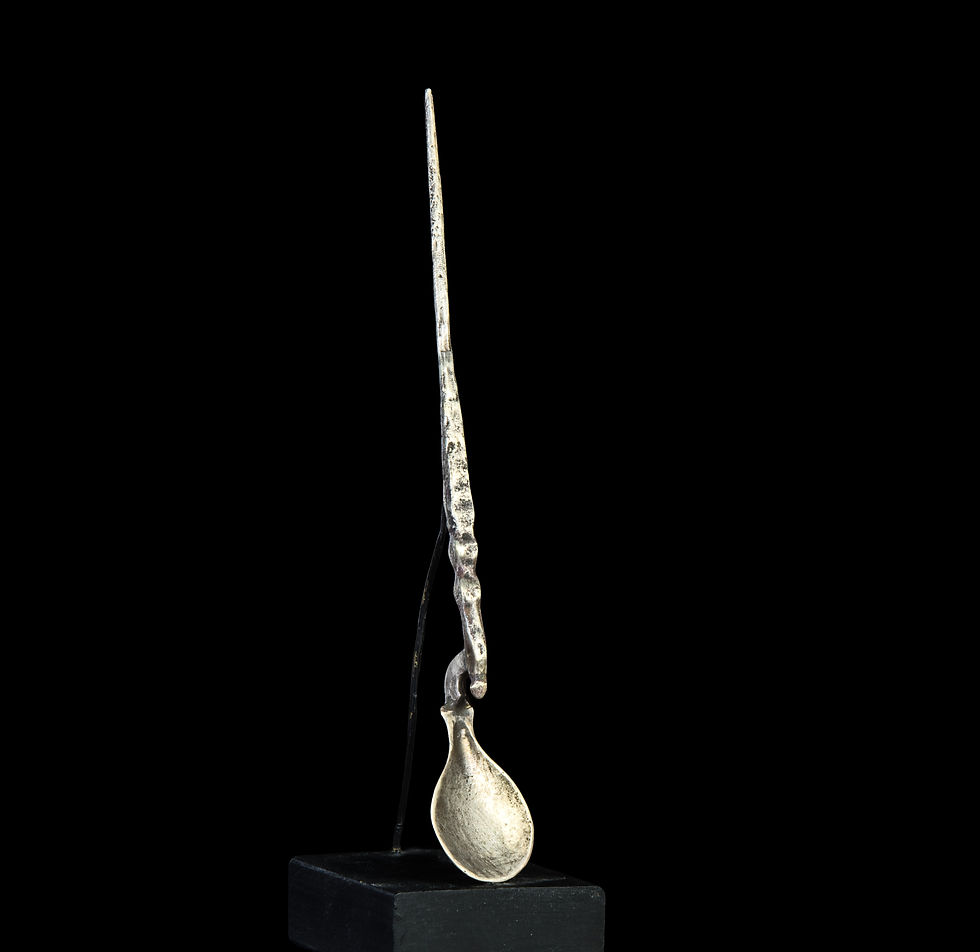 Back view of Ancient Roman silver cochlearium spoon