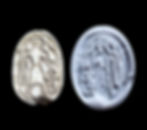 Egyptian Hyksos scarab with standing figure and wax impression