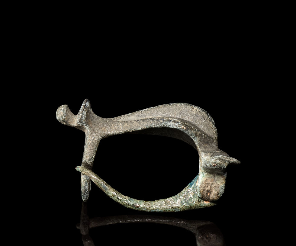 Side of Roman silvered bronze knee fibula brooch