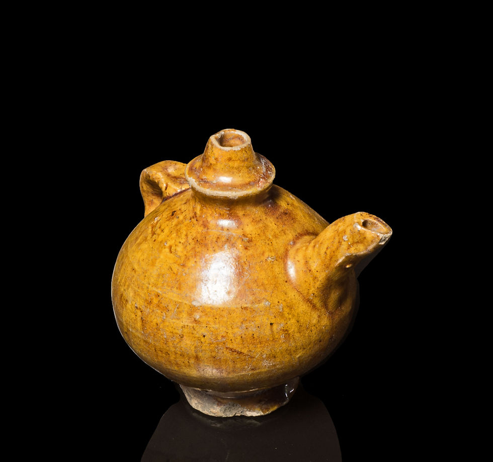 Thumbnail: Upper view of Chinese Liao dynasty amber glazed pottery miniature teapot