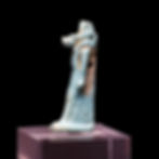 Thumbnail: Left side view of view of Ancient Egyptian amulet of god Anubis on a stand