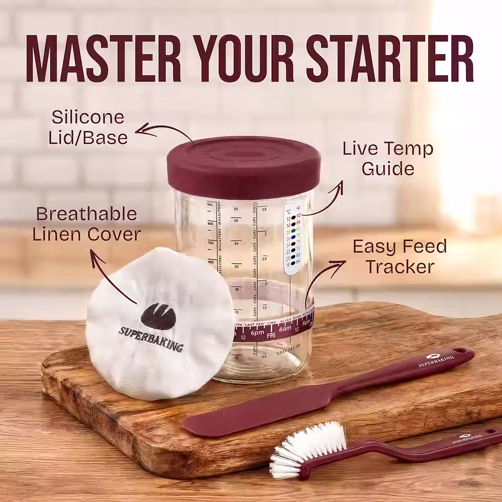 Superbaking Sourdough Starter Kit: 9" Banneton Basket, Silicone Sling & Jar